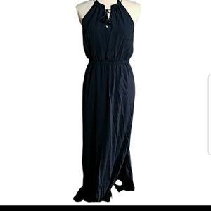 Madewell navy haulter tassle maxi floor length dress